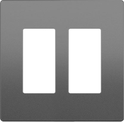 LIDER Matte Finish Decorator Switch Cover, Screwless Wall Plate, Mid-Size 2-Gang 4.88" x 4.92", Unbreakable Polycarbonate Thermoplastic, UL Listed, LSWP-32M-SG, Space Gray