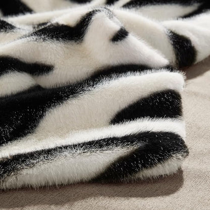 Luxury Faux Fur Heated Blanket Electric Throw - Zebra Print Ultra Soft Thick Warm Heated Blanket, 6 Heating Levels & 12 Hours Auto-Off, ETL Certified, Washable, Luxurious Gifts, 50''x60''