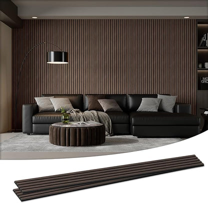 Wood Salt Acoustic Wall Panels, 2 Piece 94" x 23.6" x 0.8" Soundproof Wooden Wall Panels, 3D Fluted Sound Absorbing Panel, Natural Walnut
