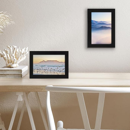 Americanflat 5x8 Picture Frame with Shatter-Resistant Glass - Signature Collection - Gallery-Style Frames Made of Engineered Wood - Photo Frame for Tabletop and Wall Display - Black