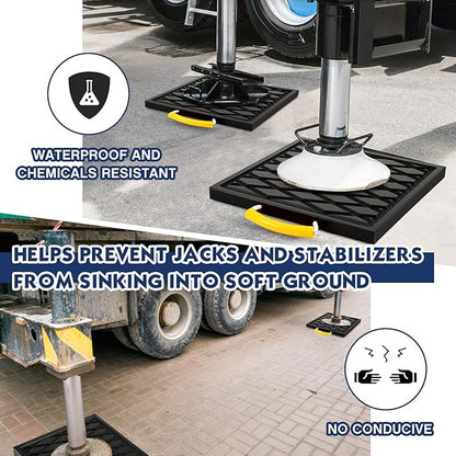 2 Pcs Rv Jack Pads 18 x 18 x 1 Inch Rv Leveling Blocks with Handle Heavy Duty Leveling Jack Pads Stabilizer Blocks for Truck Trailer Crane