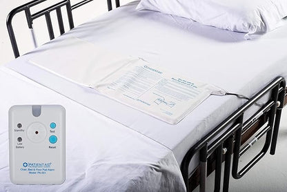 Patient Aid Advanced Bed and Floor Alarm for Elderly Monitoring - 10" x 30" Underpad with Motion Sensor Bed Alarm, 3 Ring Chime & 3 Mounting Options, with AC Adapter & 9V Battery