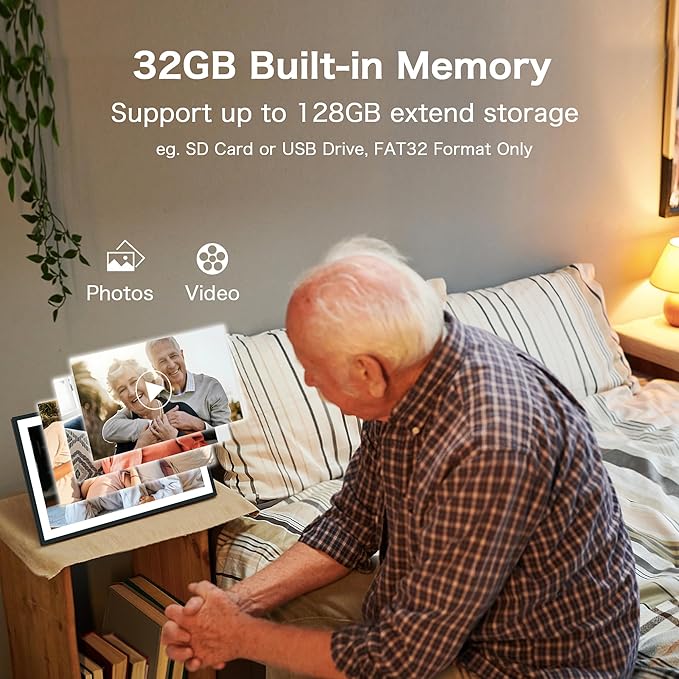 WiFi Digital Picture Frame, Frameo 15.6 inch Large Digital Photo Frame, 1920*1080 IPS FHD Touchscreen, Instant Share Pictures Video, 32GB Storage, Photo Frame Electronic, Gift for Mom, House Warming