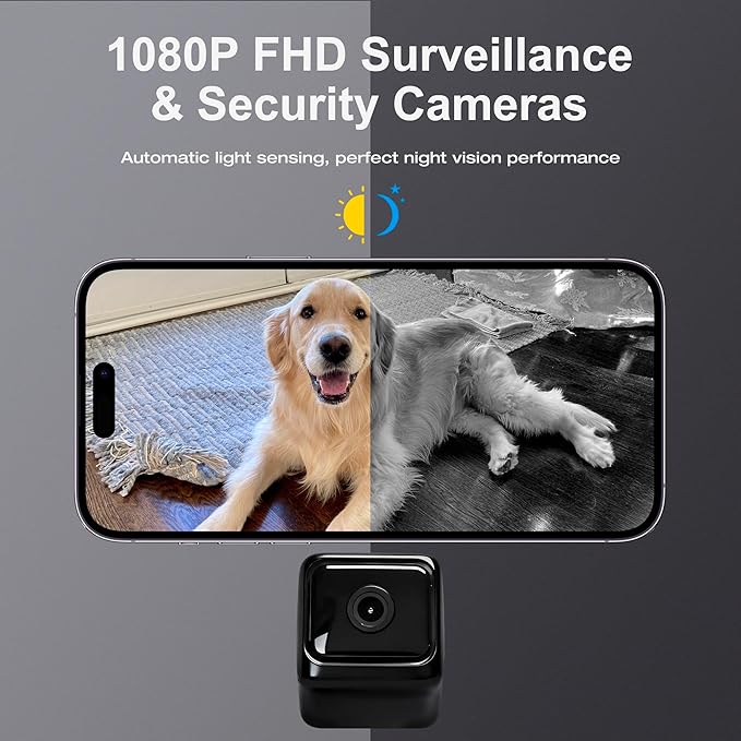Mini Spy Cameras for Home Security, 1080P HD Security Camera No WiFi Needed, 2.4GHz, Night Vision, Wireless, Indoor Nanny Cam Hidden Camera for Bedroom, Pet, Elder, Garage