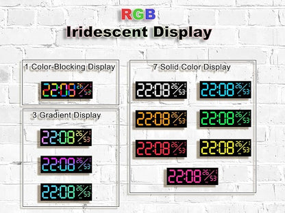 11-Inch LED Digital Wall Clock with RGB Flowing Light, Seconds,Date,Time,Temperature｜Large Clear Display, Countdown Timer,Dual Alarms,Remote Control｜Silent Modern Clock for Bedroom, Living Room,Office