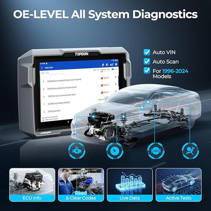 TOPDON Bidirectional Scan Tool, 2025 New ArtiDiag900 Lite Automotive Diagnostic Tool for Full System, Scanner for Car with Active Test, 8 Reset, Wireless OBD2 Scanner Diagnostic Tool for All Vehicles
