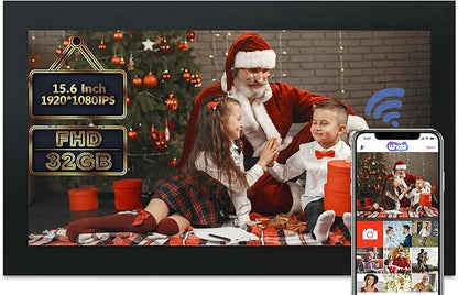 15.6'' Extra Large Digital Picture Frame WiFi Smart Digital Photo Frame 1920 * 1080 FHD Touchscreen 32GB Storage Space,Digital Using App Remotely Send Photos and Videos