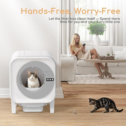 MICDAY Self Cleaning Litter Box, Automatic Litter Box Self Cleaning with APP Control Dynamic Monitoring,75L Litter Robot Dual Sensor Safety Protection, Odor Control System