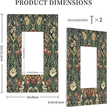 Decorative Outlet Covers Vintage Dark Floral William Morris Green Flower 1 Gang Single Rocker Light Switch Cover Plate Wall Plates GFCI Faceplate for living Room Home Decor