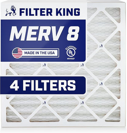 Filter King 34x7x1 Air Filter | 4-PACK | MERV 8 HVAC Pleated A/C Furnace Filters | MADE IN USA | Actual Size: 34 x 7 x .75"