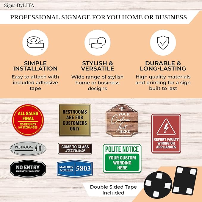 Signs ByLITA Classic Framed Waiting Room (Black) - Large 2 Pack