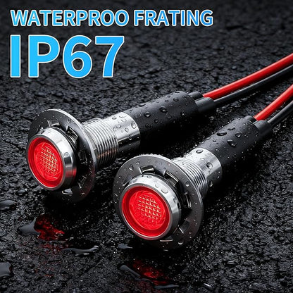 5Pcs 8MM (5/16'') Indicator Light led Indicator 12v 24v Metal Pilot Lamp Lights Aluminum Black Anodized Waterproof ip67 Red Signal Lamp Light(12V-Brass Nickel Plated-Yellow 5Pcs)