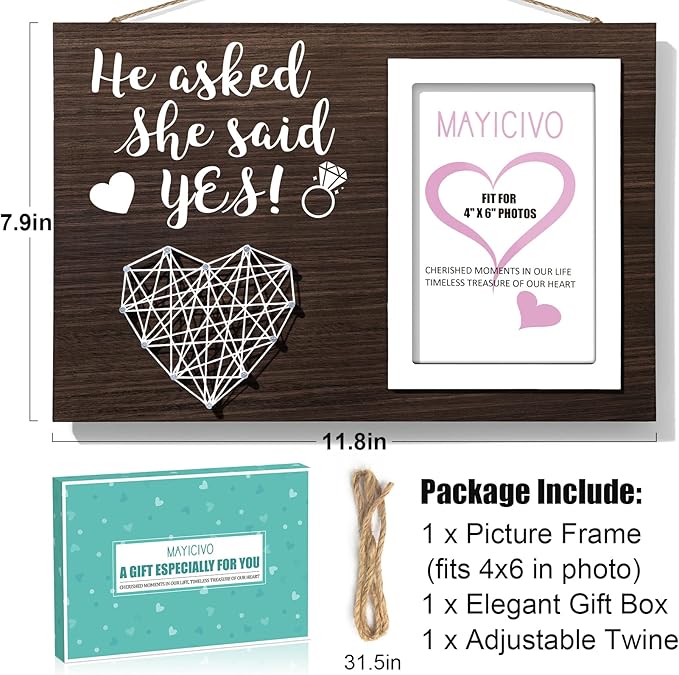 Engagement Wedding Gifts for Couples: Boyfriend & Girlfriend, Romantic Picture Frame - 4x6 Photo