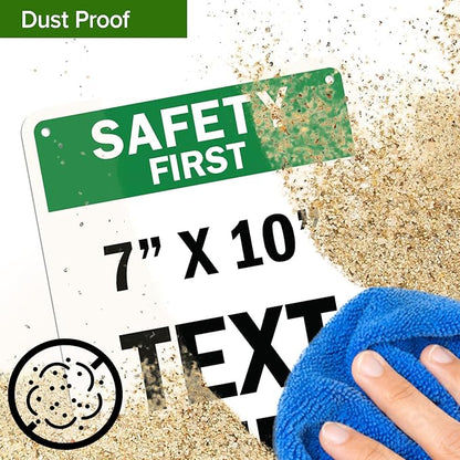 Custom Safety First Sign, OSHA Sign, 7x10 Inches, Rust Free .040 Aluminum, Fade Resistant, Made in USA by My Sign Center