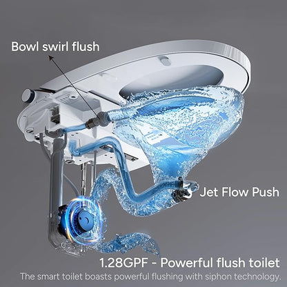 CANEST Smart Toilet with Bidet Built in, Elongated Toilets with Heated Seat, Auto Open Close, Foot Sensor, Warm Water and Dryer, Remote Control, LED Display, Night Light, Auto Deodorization (TC-400BK)