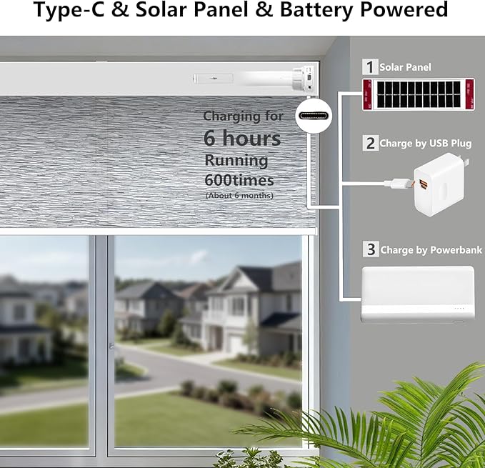Smart Motorized Blinds – 70% Blackout Roller Shades with Remote, Alexa/Google Home/Siri Control, Matter Compatible, Wireless Rechargeable Battery, Custom Sizes for Windows & Sliding Doors