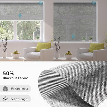 SmartWings Motorized Smart Blinds for Windows in Light Filtering, Electric Remote Roller Shades Compatible with Alexa/Google Home/Homekit, Custom Up to 110”W x 148”H, 5% Openness PVC Free Silver