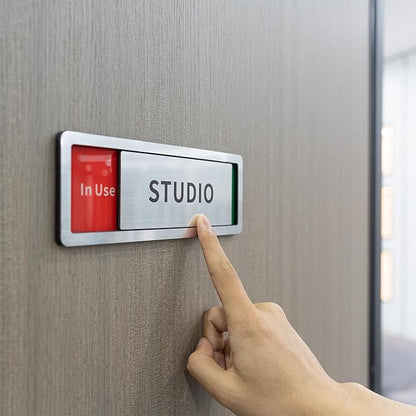 Counseling Room Door Sign with Slider, Do Not Disturb Privacy Office Sign, In Use/Available Acrylic Sliding Indicator for Business Hospital Home, Brushed Silver 8" x 2.6"