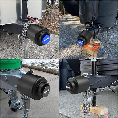 TMPZ Upgraded Heavy Duty Steel Trailer Hitch Lock for 2-5/16 Inch Couplers – Coupler Lock Secures Safety Chains, Anti-Theft Weatherproof Protection for RV, Boat, Camper & Utility Trailers (Blue)