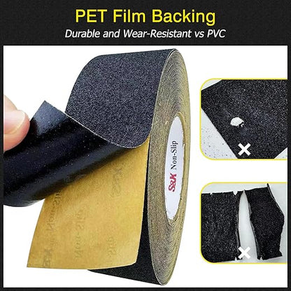 S&X Anti Slip Tape 36 Inch x 60 FT Roll, Ultimate Non-Slip Skid Grip Tape for Outdoor Stair Treads, Wooden Steps & Exterior Grips, Black, Grit 60, Waterproof, Extra-Durable, Long-Lasting Tread Strips