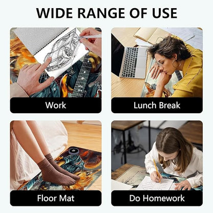 Heated Mouse Pad with 3 Levels Heated & 3 Hours Auto Shut-Off Mouse Pad for Warming Hands in Office Home, 31.5" x 13"Large Safe Desk Mat Hand Warmer，Cat Playing Guitar
