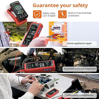 Proster USB C Rechargeable Smart Multimeter with 5.0 Inch Color Screen - 6000 Count Smart Multi Testers, True RMS Autoranging Multimeter, NCV Capacitance, CAT III 600V Safety