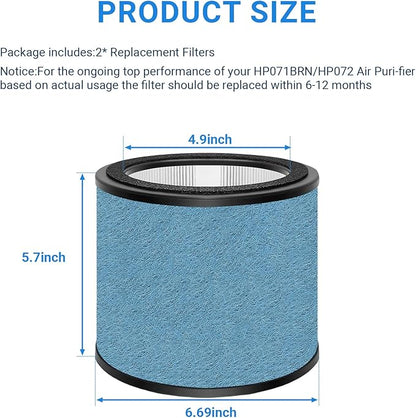 HP072 HP071BRN Filter Replacement for Shark NeverChange Air Puri-fier Compact Pro HP072, HP071BRN, HP070, HP072QGD, HP072UGN, HP072C Air Activated Carbon Filter(2 Pack)