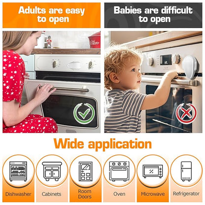 Oven Lock Child Safety (1 Pack), Cabinet Lock Baby Proofing, Baby and Child Proof Lock for Drawer Oven Stove Door, Upgrade Heat-Resistant Material, Easy to Install, No Tools Need - White