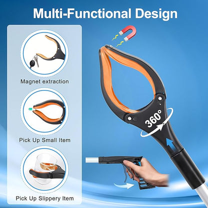 Grabber Reacher Tool - 32” Extra Long Foldable Gripper and Reaching Tool - Heavy Duty Pick Up Stick Grabbers for Seniors, Trash, Surgery Recovery Must Haves Gifts (Orange*2pc)