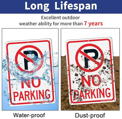 (2 Pack) No Parking Sign with Symbol Sign, 10 x 7 Inches Reflective .40 Rust Free Aluminum, UV Protected, Weather Resistant, Waterproof, Durable Ink, Easy to Mount