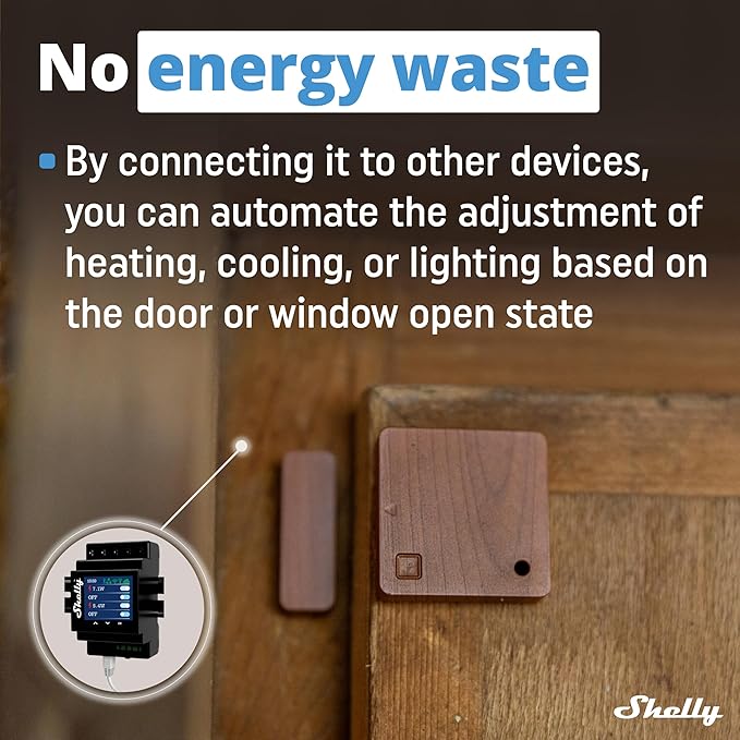 Shelly Blu Door/Window Brown | Bluetooth Operated Sensor | Home Automation | iOS Android App | Alexa & Google Home Compatibility | Lux and Tilt Angle Measurement | Set Custom Activation Scenes