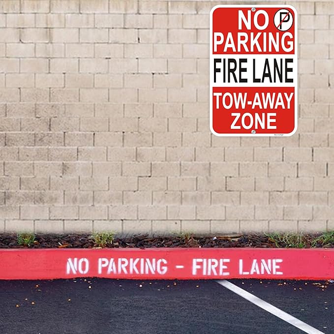 2 Pack No Parking - Fire Lane Sign | 12 x 18 Inches Reflective Sheeting Rust Free Aluminum, UV Protected, Weather/Fade Resistant, Indoor/Outdoors Use