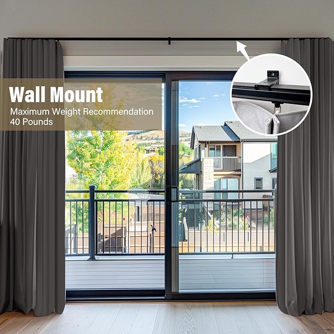 Ceiling Curtain Tracks,Curtain Track Wall Mount,Track Curtains Rod Ceilings Mount Heavy Duty Ceiling Tracks for Curtains Room Divider Rod with Hooks,Black 3-6ft
