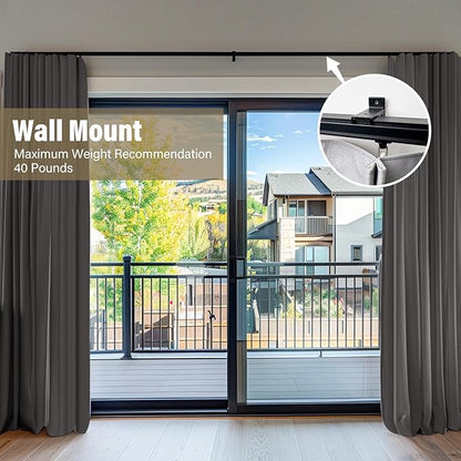 Ceiling Curtain Tracks,Curtain Track Wall Mount,Track Curtains Rod Ceilings Mount Heavy Duty Ceiling Tracks for Curtains Room Divider Rod with Hooks,Black 3-12ft