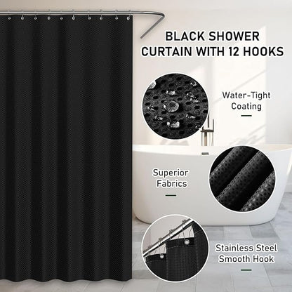 Bathroom Accessory Set - Bathroom Set, 27PC Bathroom Accessories Set, Black Bathroom Sets with Shower Curtain and Rugs, Mini Trash Can, Toilet Brush, Trash Can & Soap Dispenser