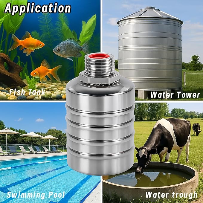 1/2 Inch Water Float Valve 304 Stainless Steel Automatic Water Level Control Valve No Need Electricity Water Level Controller Auto Fill Shut Off Mini Float Valve for Water Tank,Pool,Pond,Tower
