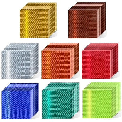 Non Fading Reflective Stickers 2 inch X 2 inch, Outdoor Waterproof High Visibility Warning Safety Adhesive Reflector Tape (80 Pcs)