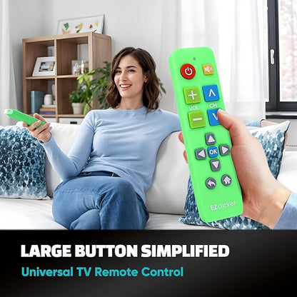 Plus Big Button Universal TV Remote (Green) Simple Easy to Use, Works with Major TV Brands (2xAAA Batteries Not Included)