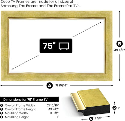 Contemporary Gold 75" Premiere Deco TV Frame - Compatible ONLY with Samsung The Frame TV and Pro TVs (Fits 2021-2025, LS03A, LS03B,LS03C,LS03D,LS03FA,LS03FW)