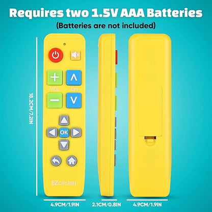 Plus Big Button Universal TV Remote (Yellow) Simple Easy to Use, Works with Major TV Brands (2xAAA Batteries Not Included)