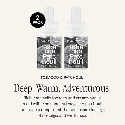 Pura & Paddywax Home Scent Refill - Smart Air Diffuser - Up to 120-Hours of Luxury Fragrance per Refill - Home Essential - Clean & Safe Diffuser Fragrance - 2 Pack, Tobacco & Patchouli