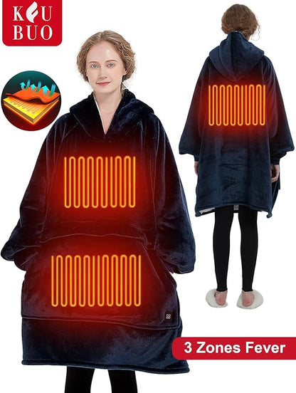 KFUBUO Heated Electric Wearable Blanket Throw Battery Operated Portable USB Cordless Outdoor Hoodie Sweatshirt