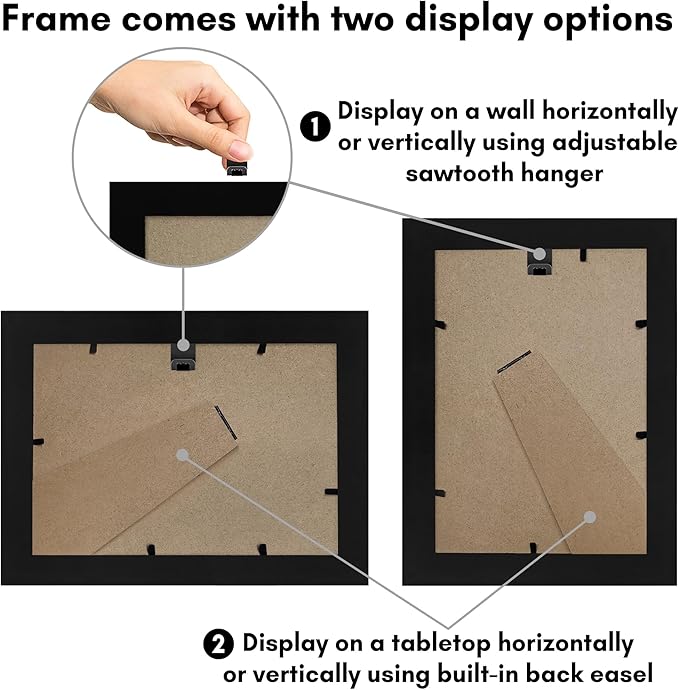 Americanflat 4x6 Picture Frame with Shatter-Resistant Glass - Signature Collection - Gallery-Style Frames Made of Engineered Wood - Photo Frame for Tabletop and Wall Display - Black