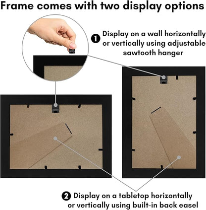 Americanflat 4x6 Picture Frame with Shatter-Resistant Glass - Signature Collection - Gallery-Style Frames Made of Engineered Wood - Photo Frame for Tabletop and Wall Display - Black