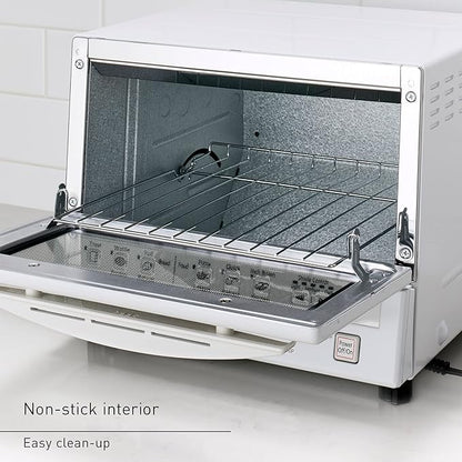Panasonic FlashXpress Toaster Oven Countertop, 4-Slice Compact Size with Double Infrared Heating, 6 Auto Cook Options and Precise Temperature Control, 1300W - NB-G110P-W (White)
