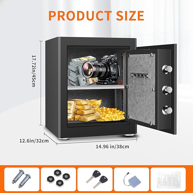 HSGCJS Biometric Fingerprint Safe, Home Safes Box with full Digital Keypad,Security Safe For Home,Office and Hotel-1.93 Cubic Feet