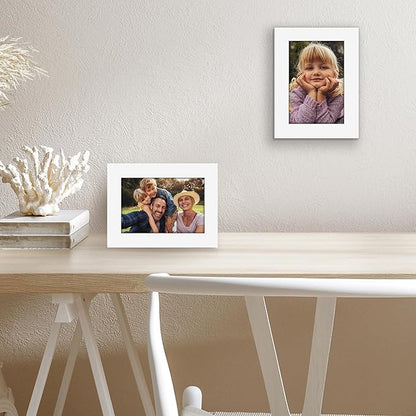 Americanflat 4x6 Picture Frame with Shatter-Resistant Glass - Signature Collection - Gallery-Style Frames Made of Engineered Wood - Photo Frame for Tabletop and Wall Display - White