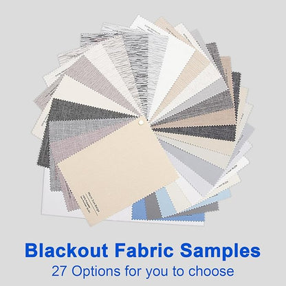 Motorized Roller Blinds with Remote Control, 100% Blackout Roller Shades Fabric Samples, Multi-Color