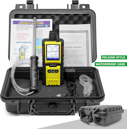 4 Gas Monitor by Forensics | Built-in Pump Multi Gas Meter | O2, CO, H2S, LEL | Color Display & Graphing | USA NIST Calibration | Computer Data Logging |