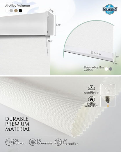 Yoolax Smart Blinds, Motorized Matter Solar Shades Flame Resistat Automatic Blinds for Windows Motorized Shades Compatible with Alexa, Google Home, Homekit(Solar-1% Openness White)